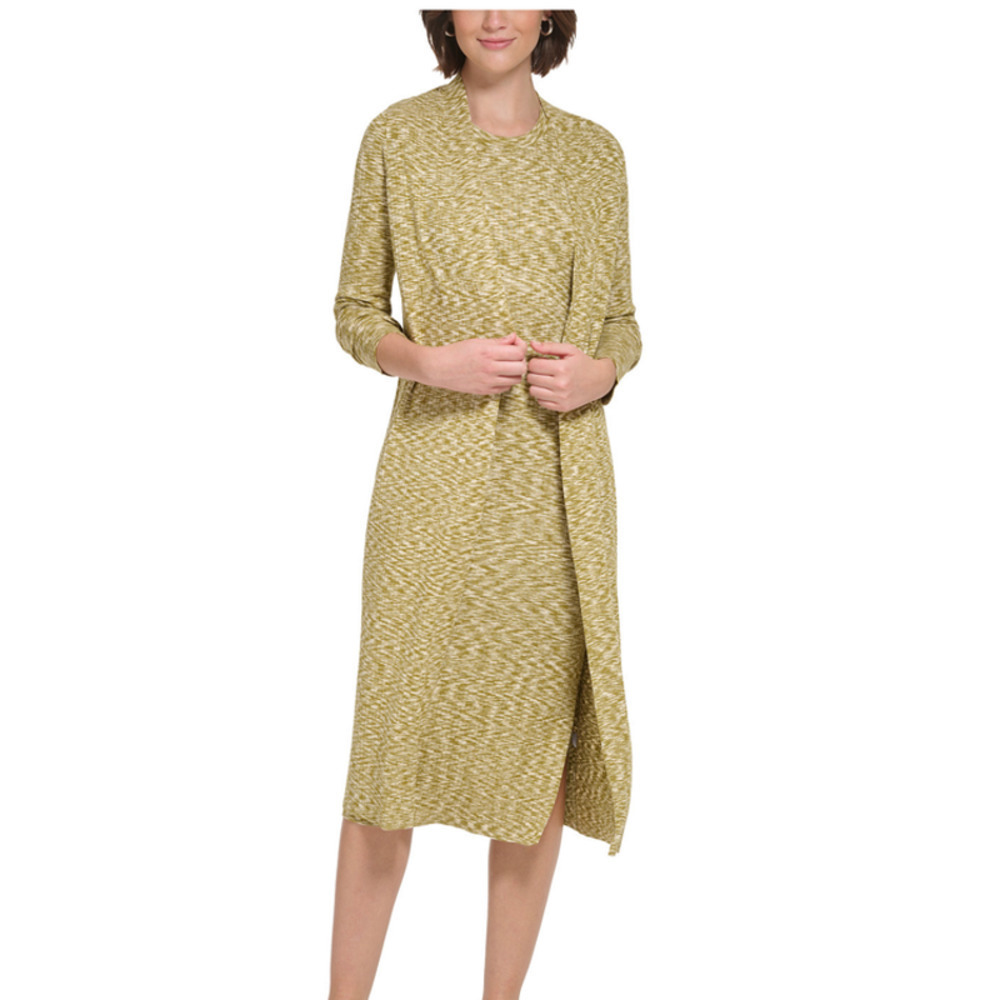 Calvin Klein Jeans Women's Space-Dyed Olive Maxi-Length Cardigan Sweater XL NWT
